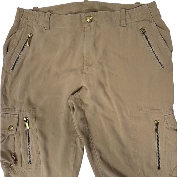 Ralph Lauren Women’s 12 Silk Cargo Pants Beige Utility Style 30" Inseam - Picture 5 of 10